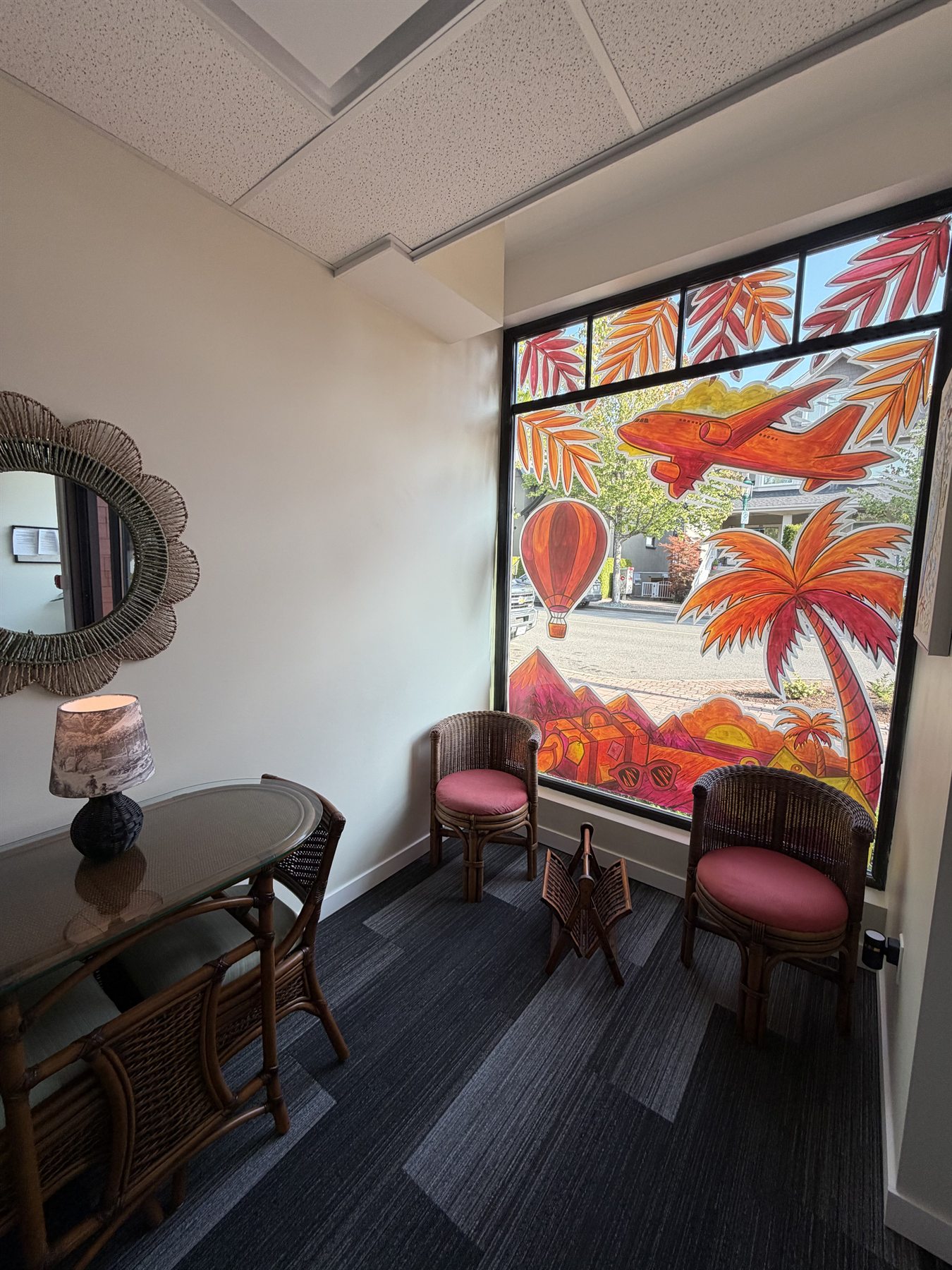 Inside the Unravel Travel space in Qualicum Beach