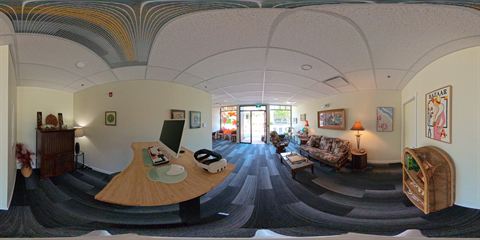 The desk and front room